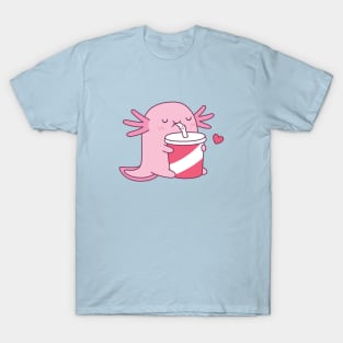 Cute Axolotl Loves Drinking Soda T-Shirt